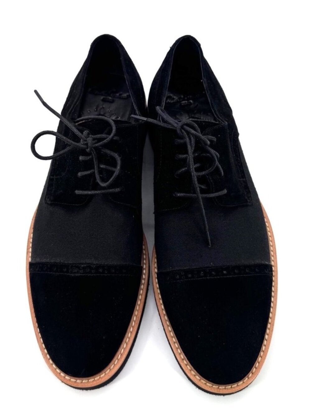 Robert Graham Black Suede & Canvas Lace-Up Oxfords With Rubber Sole Size 9